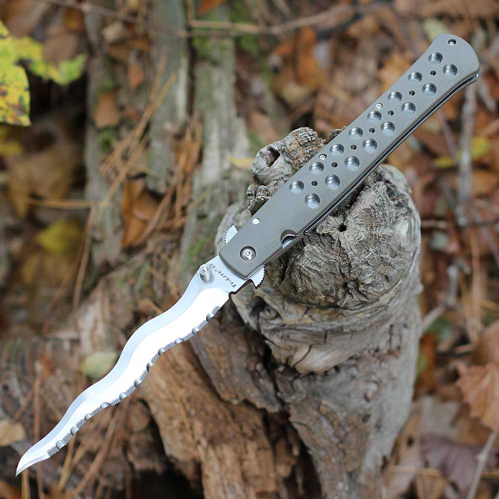 Cold Steel 6" Kris Ti-Lite 26SXK6S folding knife with AUS-10A serrated blade