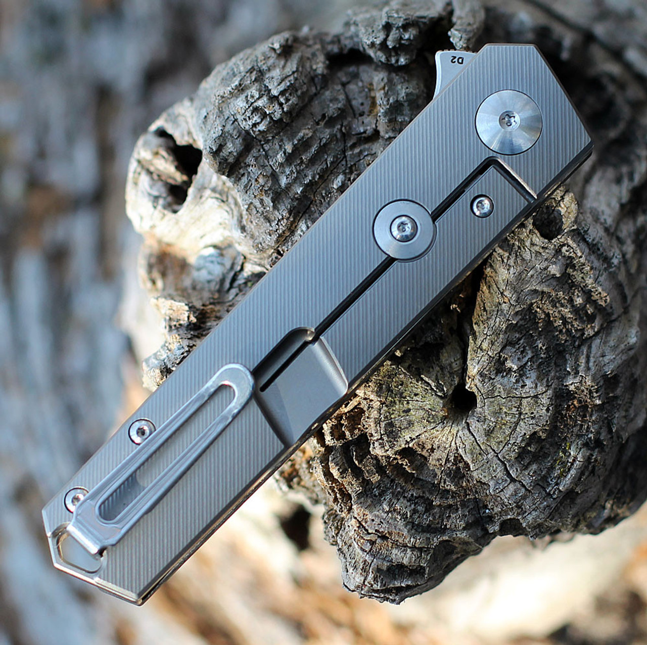 Boker Plus Kwaiken Compact (01BO231) 3" D2 Satin Drop Point Plain Blade, Black Marble Carbon Fiber Handle with a Titanium Back Handle