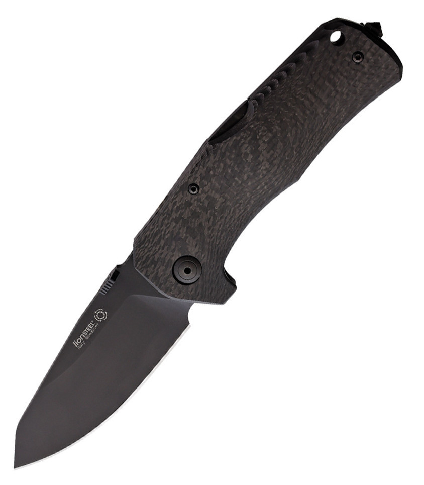 LionSteel TM1 Lockback Knife TM1CB, 3" Sleipner Black Plain Blade, Black Micarta Handle
