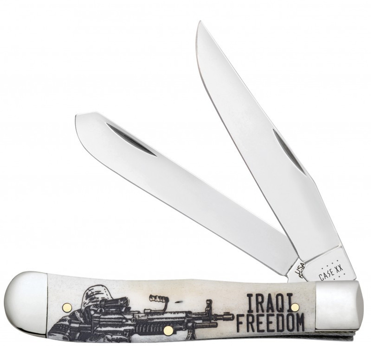 Case Trapper War Series - Iraqi Freedom - 50954 Embellished Smooth Natural Bone Handle (6254 SS)