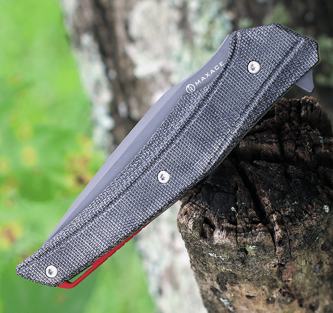 Maxace Knives Ranger MGR04, 3.86" XW42 Gray Plain Blade,Ash Black Micarta Handle