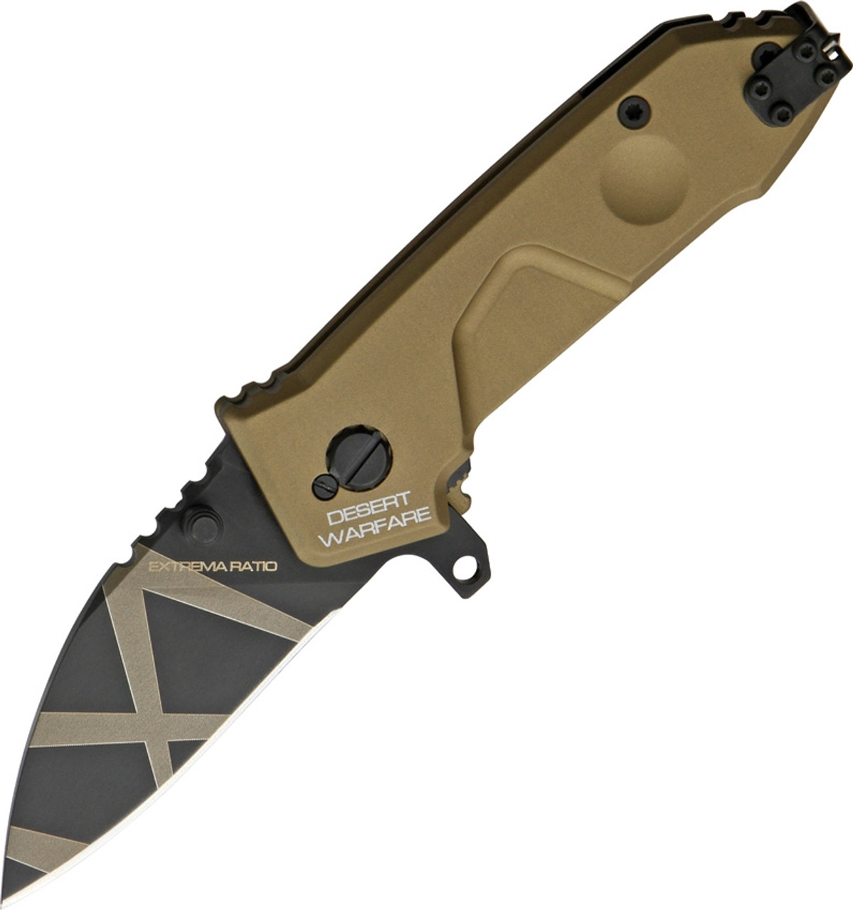 Extrema Ratio MFO Folding Knife EX133MFO, 2.5" N690 Desert Warfare Plain Blade, Tan Aluminum Handle