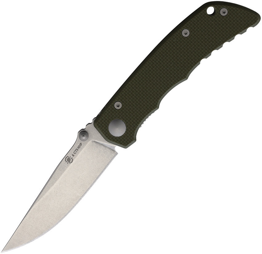 Spartan Blades Talos Folding Knife SFBL7GR, 3" CTS-XHP SS Stonewashed Plain Blade, Green G-10 Handle