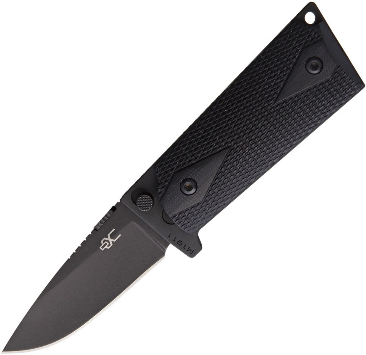 Ultimate Equipment M1911 Compact Hammerhead UECKGB, 4.2" 440C Stainless Black Titanium Blade, Black Checkered G-10 Handle