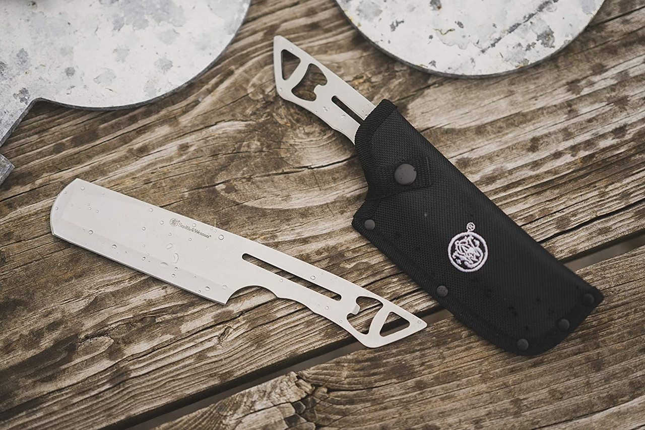 Smith & Wesson Bullseye Cleaver Thrower SW1136221, 10" Overall Stainless Steel Fixed Blade (Set of 3)