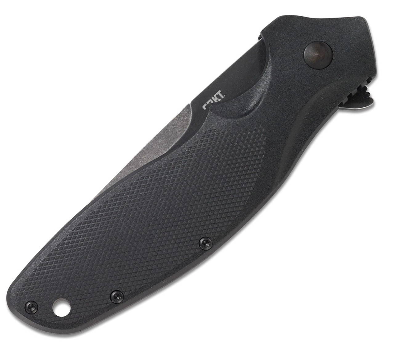 CRKT Shenanigan A/O (CRK800KKP) 3.35" 1.4116 Blackwashed Drop Point Partially Serrated Blade, Black Glass Reinforced Nylon Handle