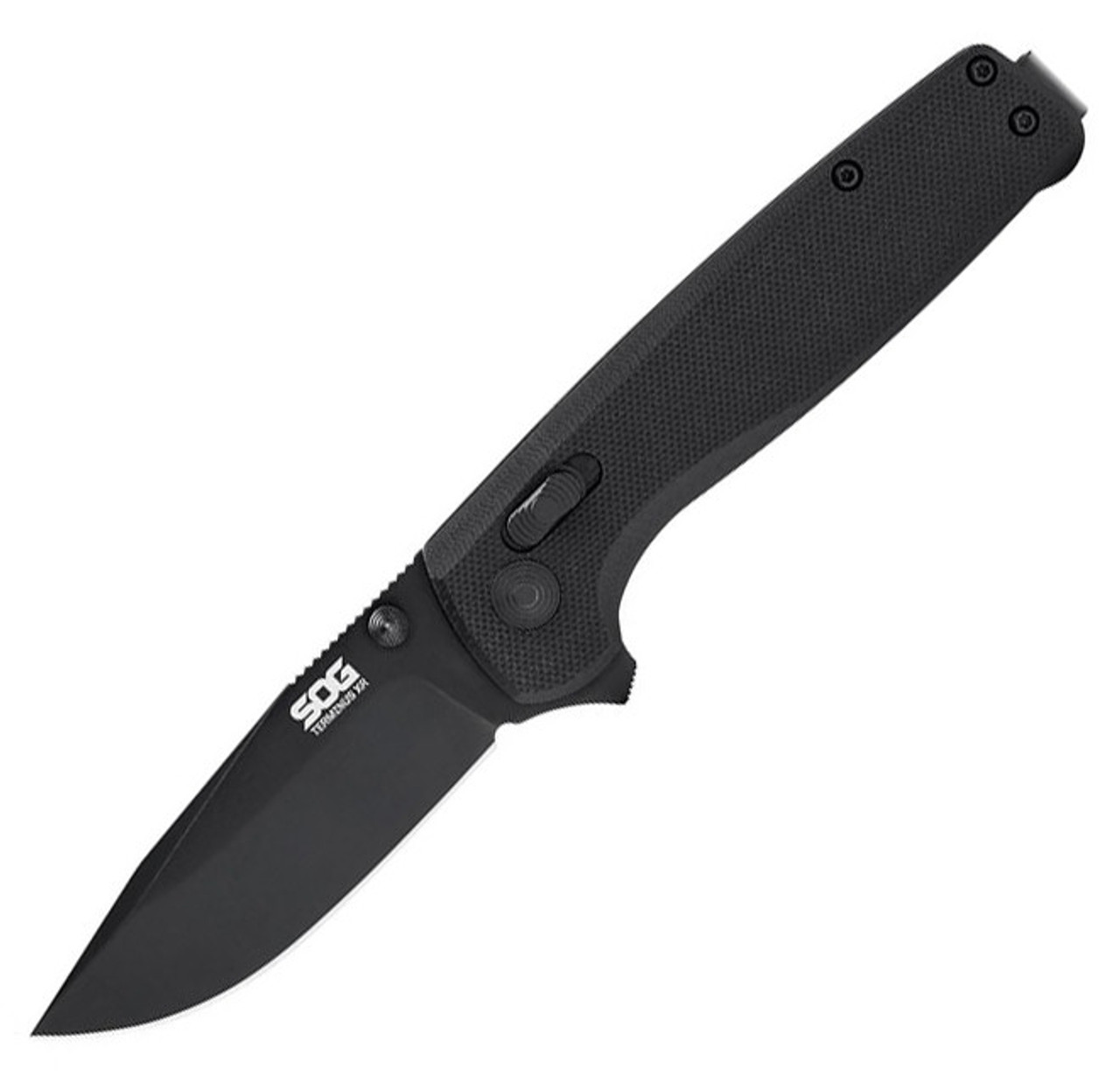 SOG Terminus XR TM1027-BX Folding Knife, 2.9" Black D2 Plain Blade, Black G-10 Handle