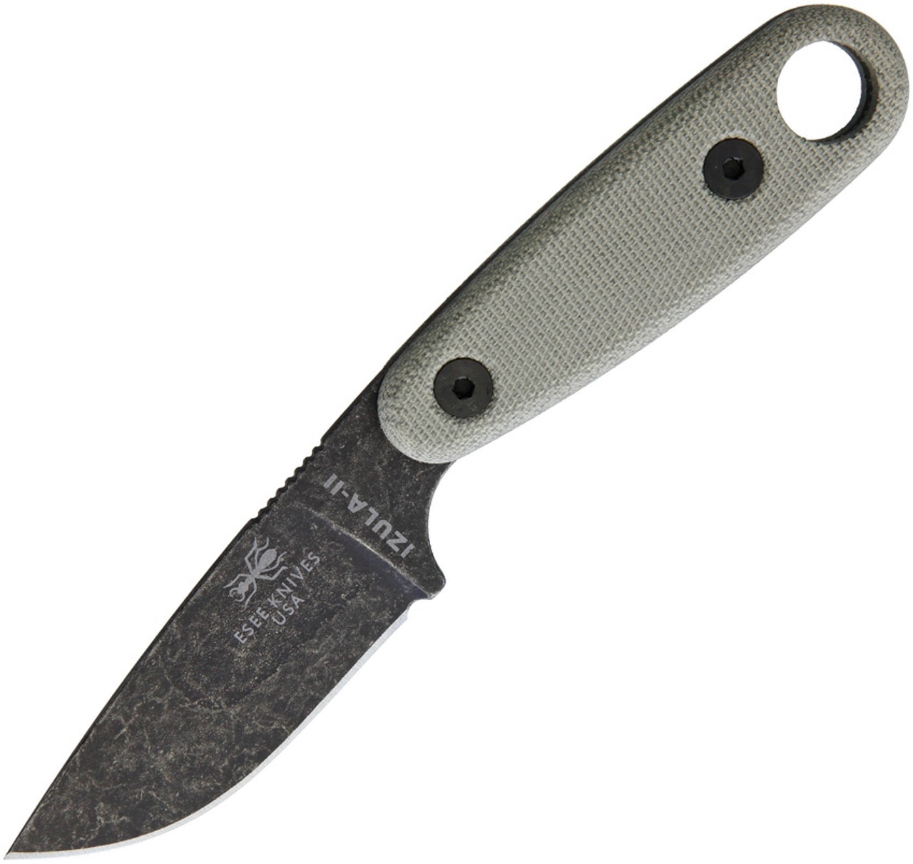 ESEE-Izula II Fixed Blade Knife (IZULA-II-BO) 2.63" Black Oxide 1095 Drop Point Blade, Tan Micarta Handle