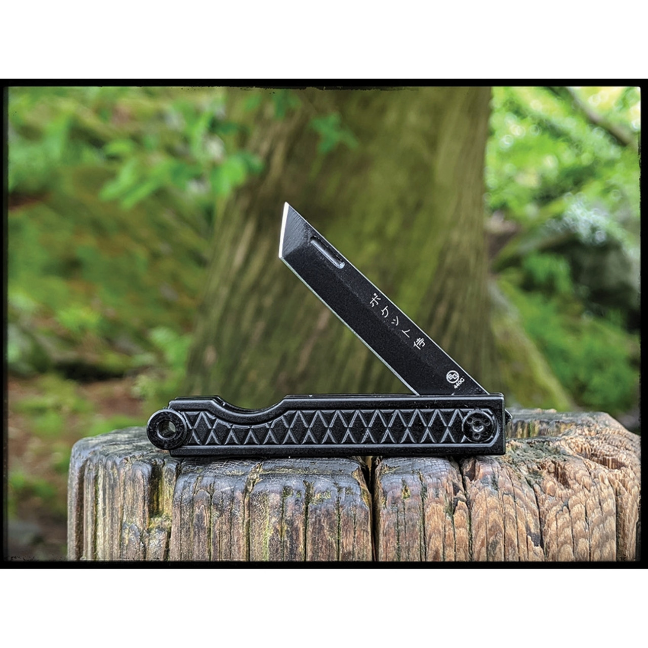 StatGear Pocket Samurai Folding Knife STAT116, 2.1" 44OC Satin Plain Blade, Black Aluminum Handle