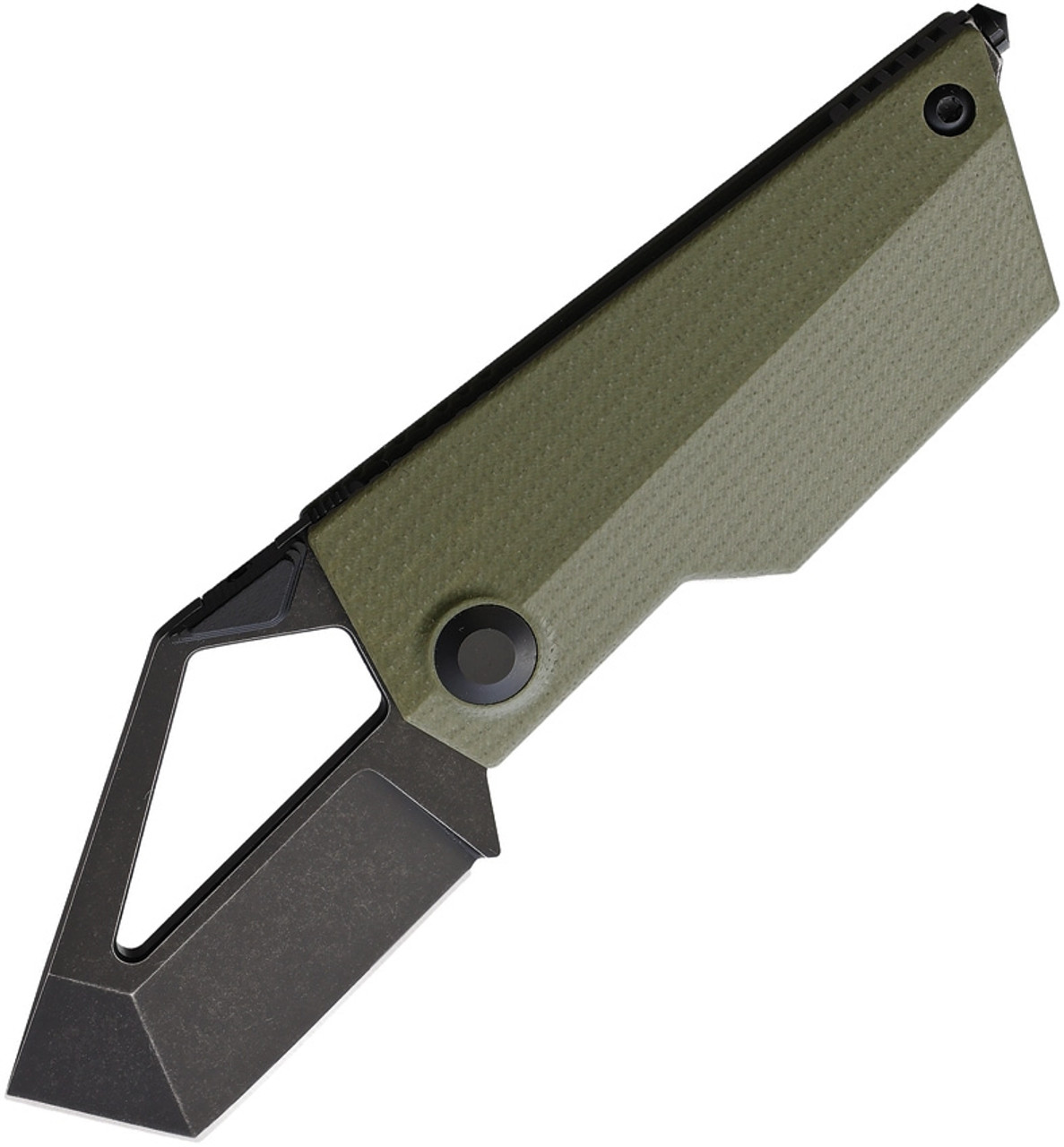 Kizer Cutlery Cyber Blade (KIV2563A1) 2.25" Bohler M390 Blackwashed Tanto Plain Blade, OD Green Handle
