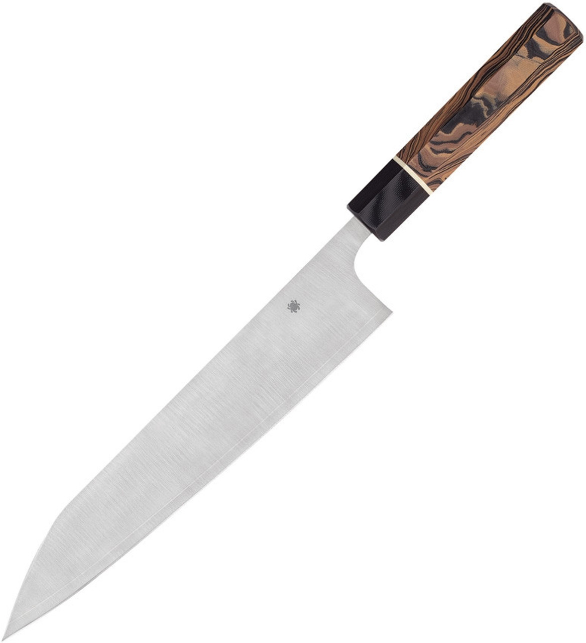 Spyderco Itamae Gyuto Chef's Knife K19GPBNBK, 10" SUS410 Satin Plain Blade, Burl G-10 Handle