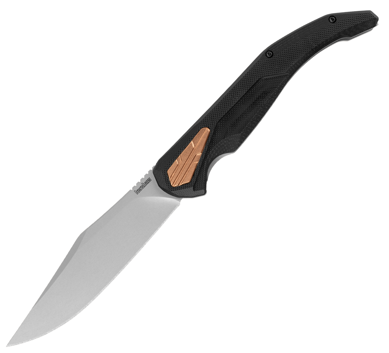 Kershaw Strata 2077, 4.5" D2 Steel Bead-Blasted Clip Point Blade, Black G-10 Front w/ Bead-Blasted Stainless Steel Back Handles