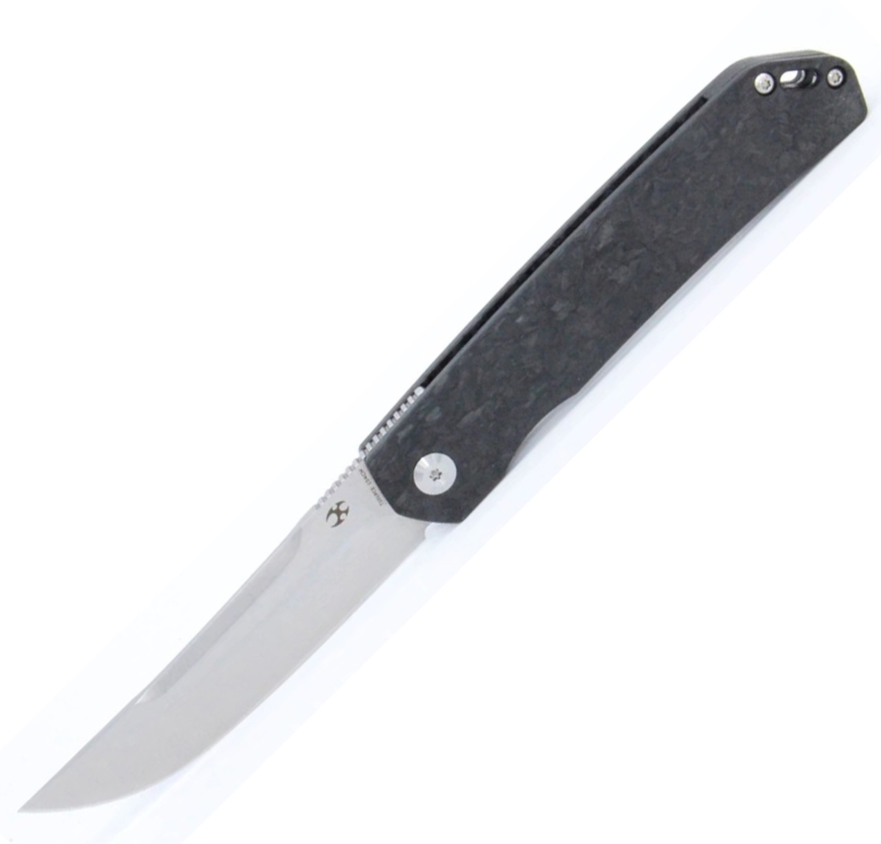 Kansept Knives Hazakura (KT1019C2) 3.54" 154CM Satin Clip Point Plain Blade, Black Carbon Fiber Handle