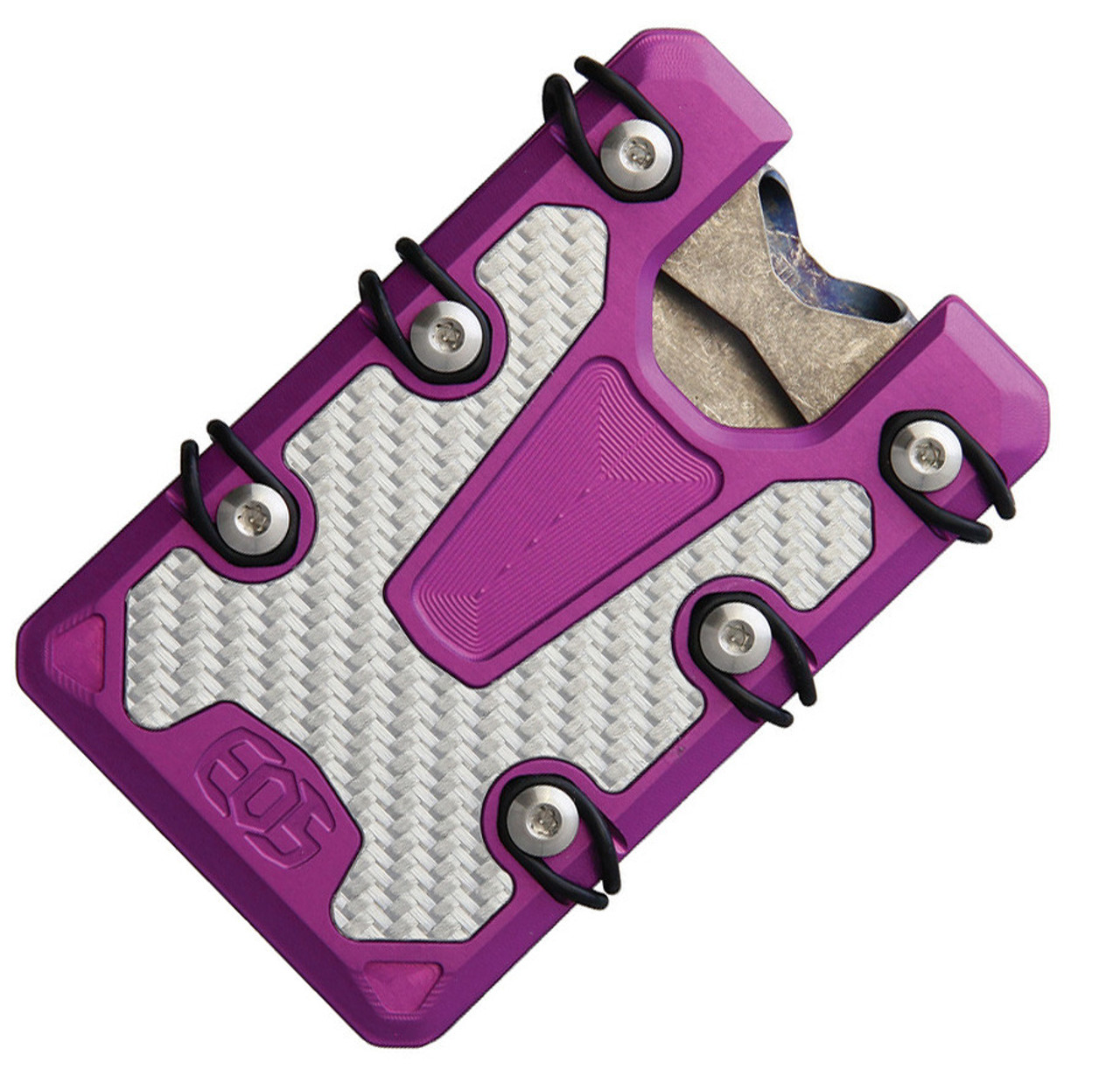 EOS 3.0 Lite Wallet EOS068, Purple Aluminum Construction, Silver Anodized Hardware