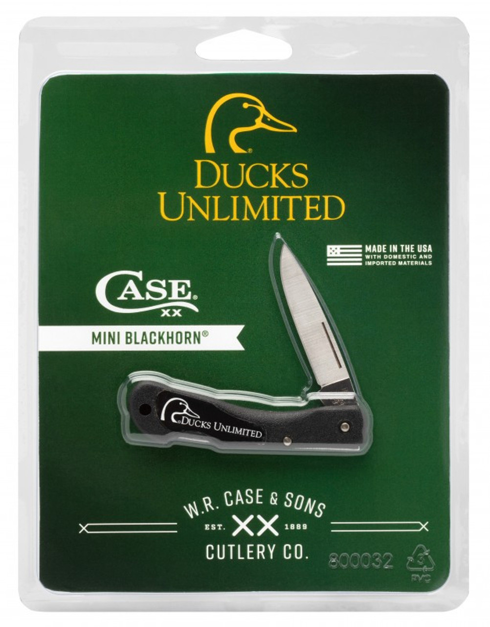 Case Mini Blackhorn 17526 Ducks Unlimited Lightweight Black Synthetic Handle (LT1059L SS)