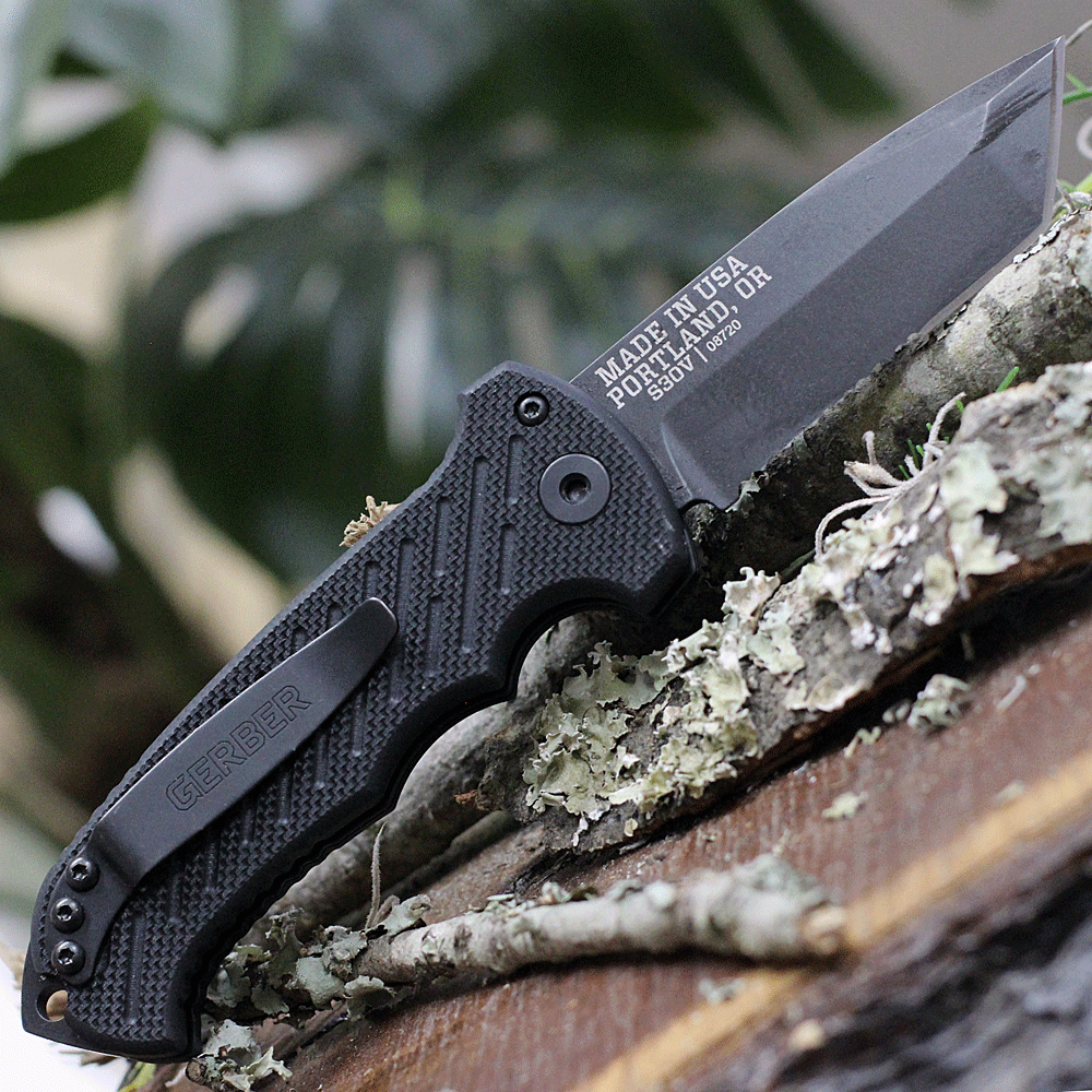 GERBER ガーバー U.S.A フォールディングナイフ カーボン.真鍮ハンドル 