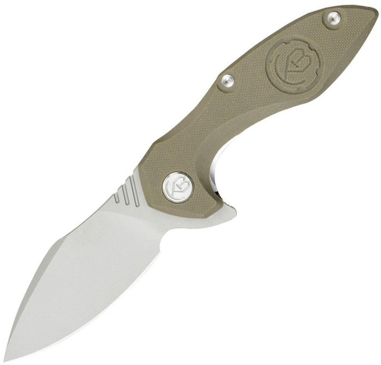 Kubey Noble KU236E, 3.23" AUS-10 Sand Blast Plain Blade, Tan G-10 Handle