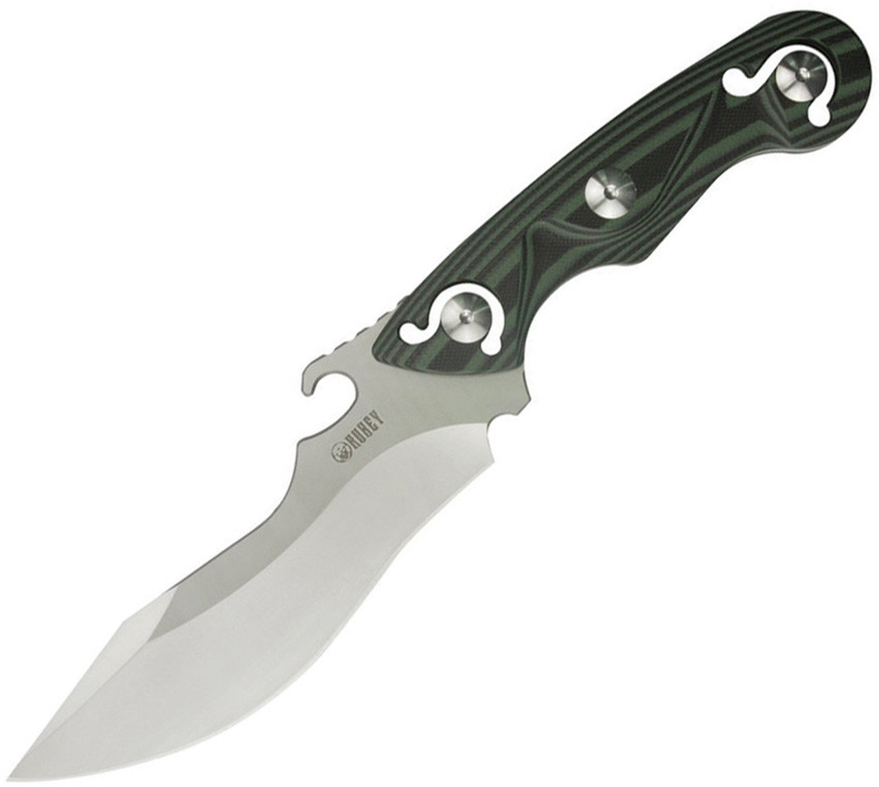 Kubey Totem KU250B, 5.35" D2 Sand Blast Blade, Black & Green G-10 Handle