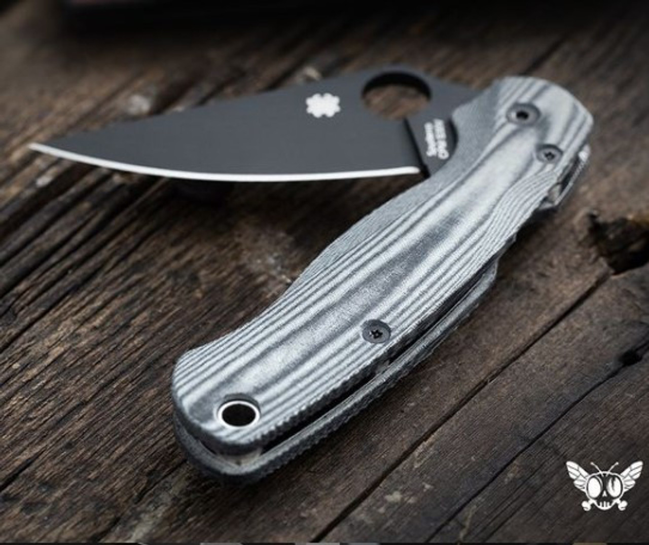 Flytanium Lotus Black Linen Micarta Scales - for Spyderco Paramilitary 2 Knife, FLY-808