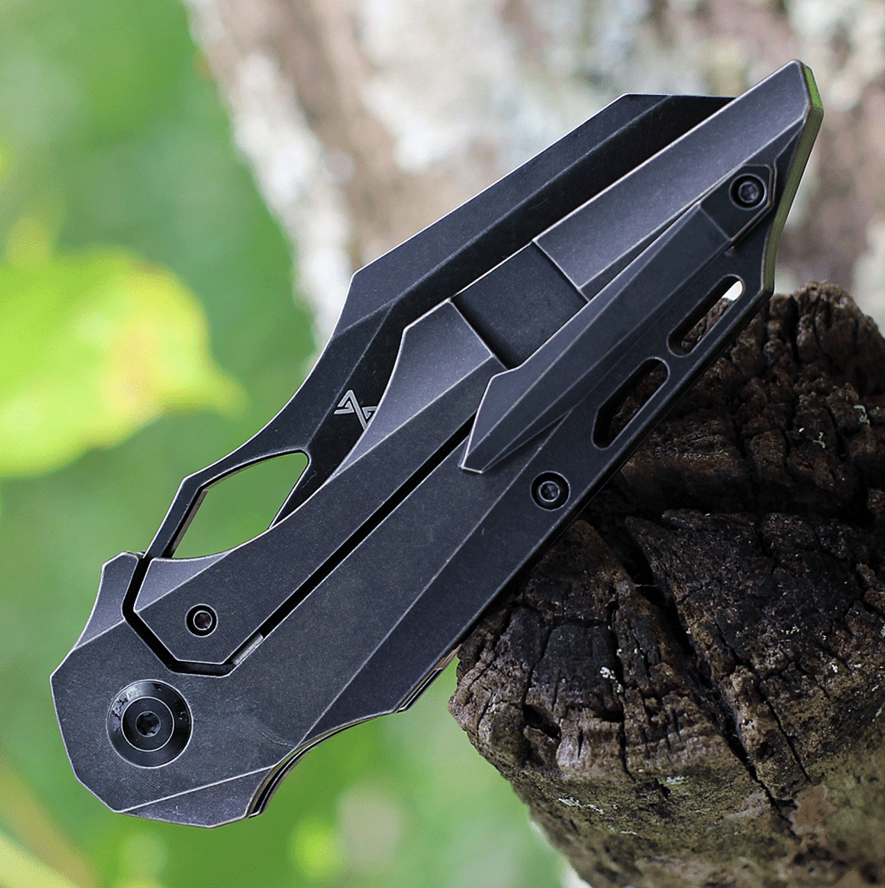 Kansept Knives Genesis (K1010A3) 3.62" CPM-S35VN Black Stonewashed Tanto Plain Blade, Black Titanium Handle