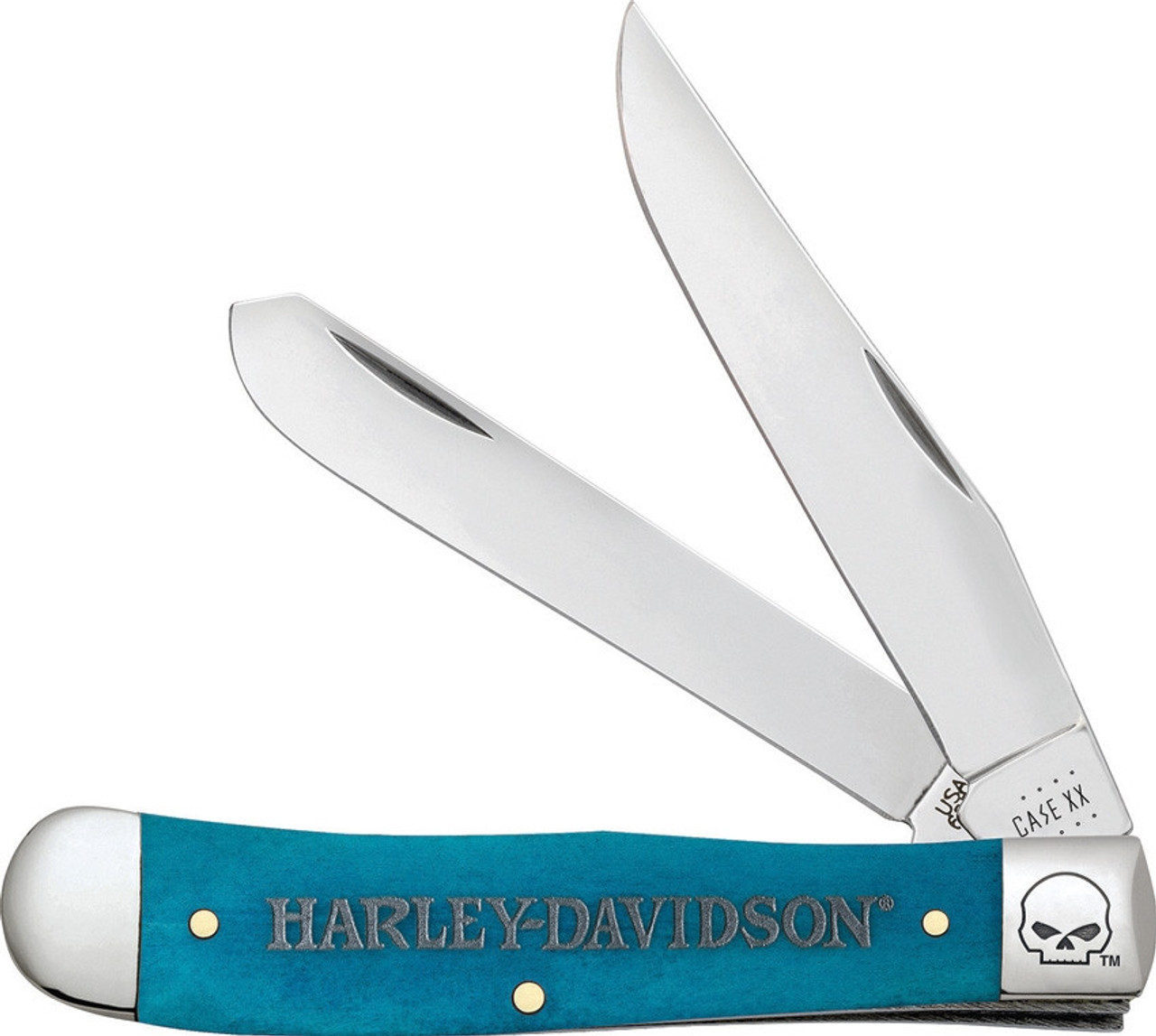 Case Trapper - Harley Davidson -  52228 Caribbean Blue Bone Smooth Handle (6254 SS)