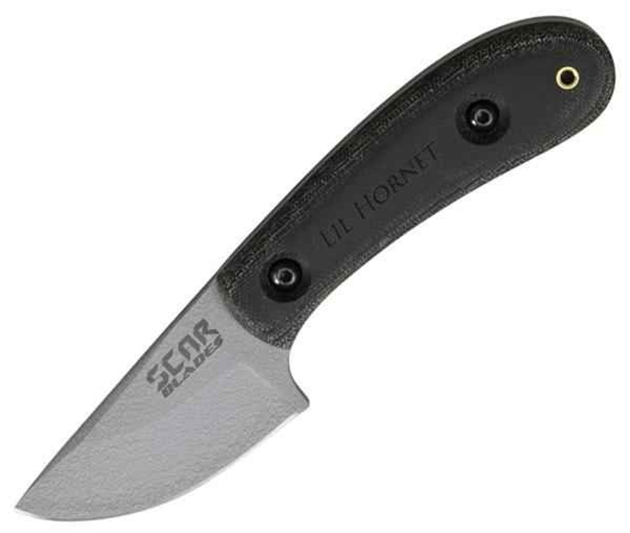 SCAR Blades Lil Hornet Gray Blade, Black Handle, Black Sheath.