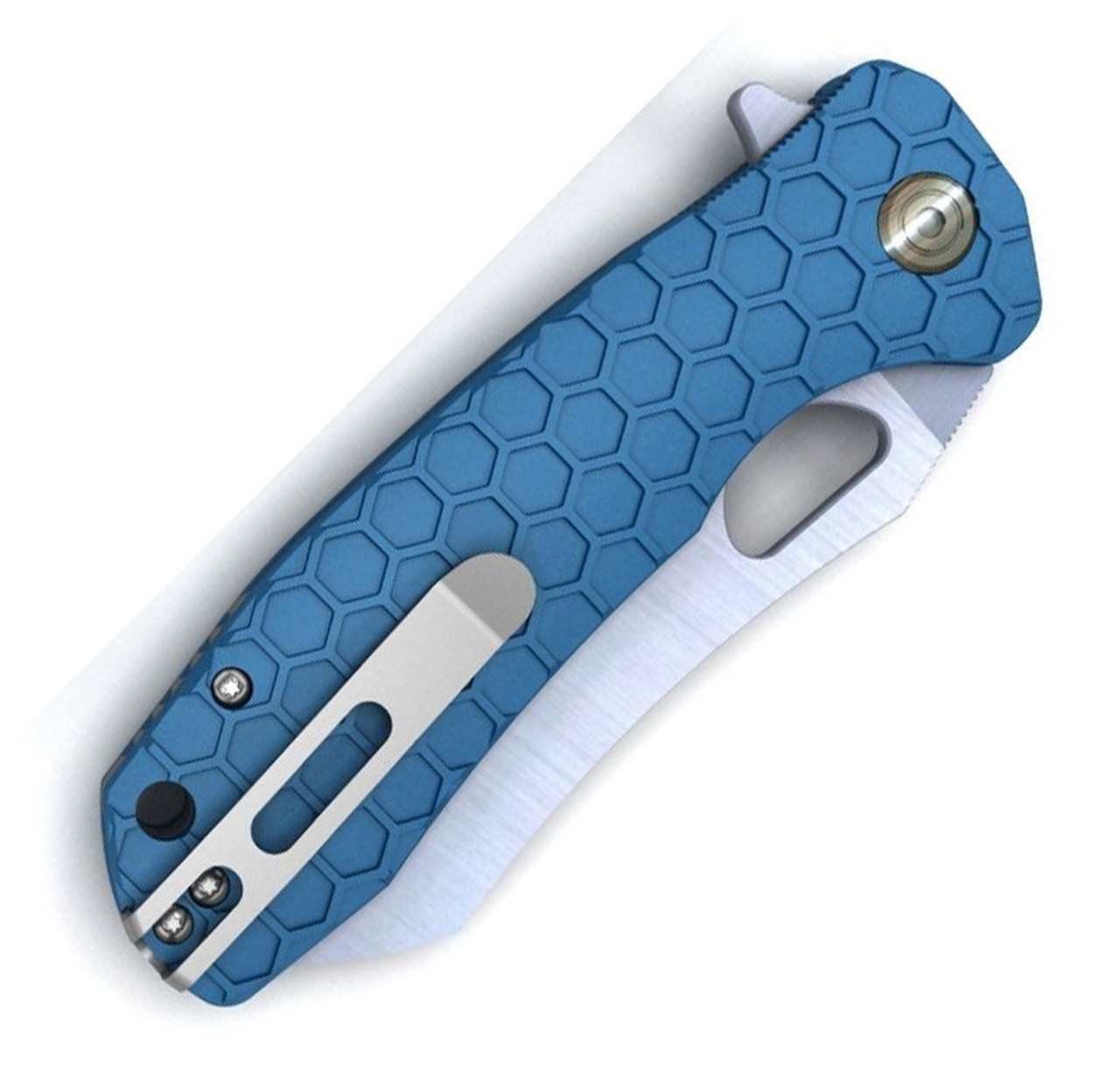 Honey Badger Knives Medium D2 Warncleaver Flipper HB1164, 3.19" D2 Satin Warncleaver Plain Blade, Blue FRN Handle (Silver Clip, Silver Backspacer)