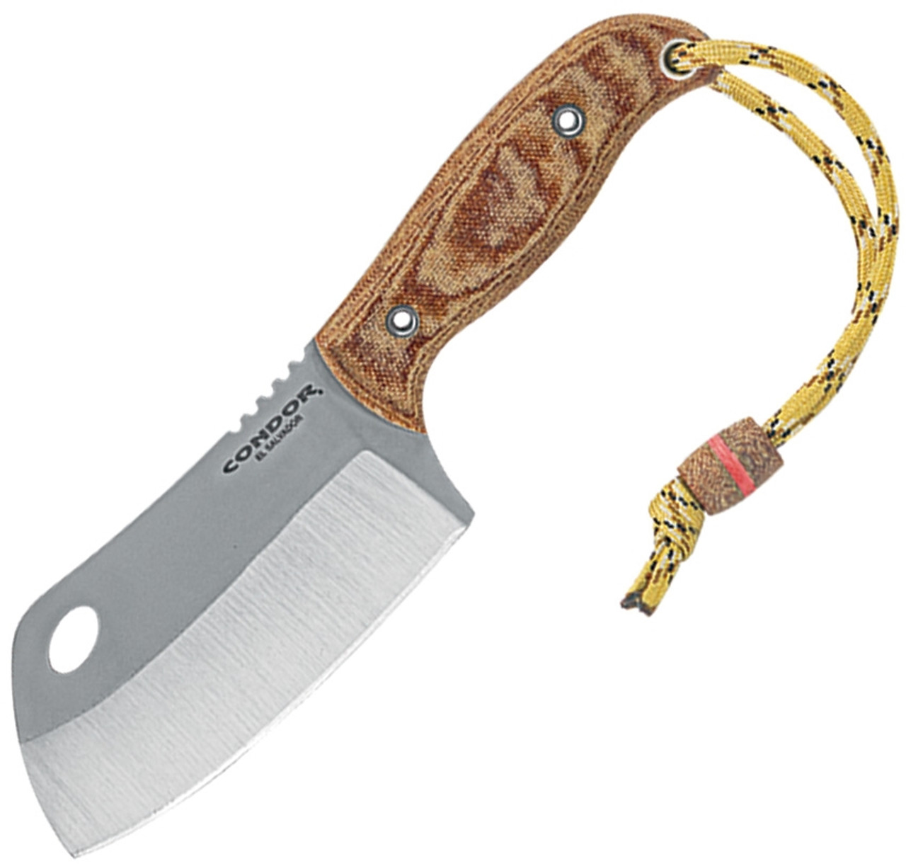 Condor Primal Cleaver 20114HC, 4.09" 1095 Blasted Satin Plain Blade, Brown Micarta Handles