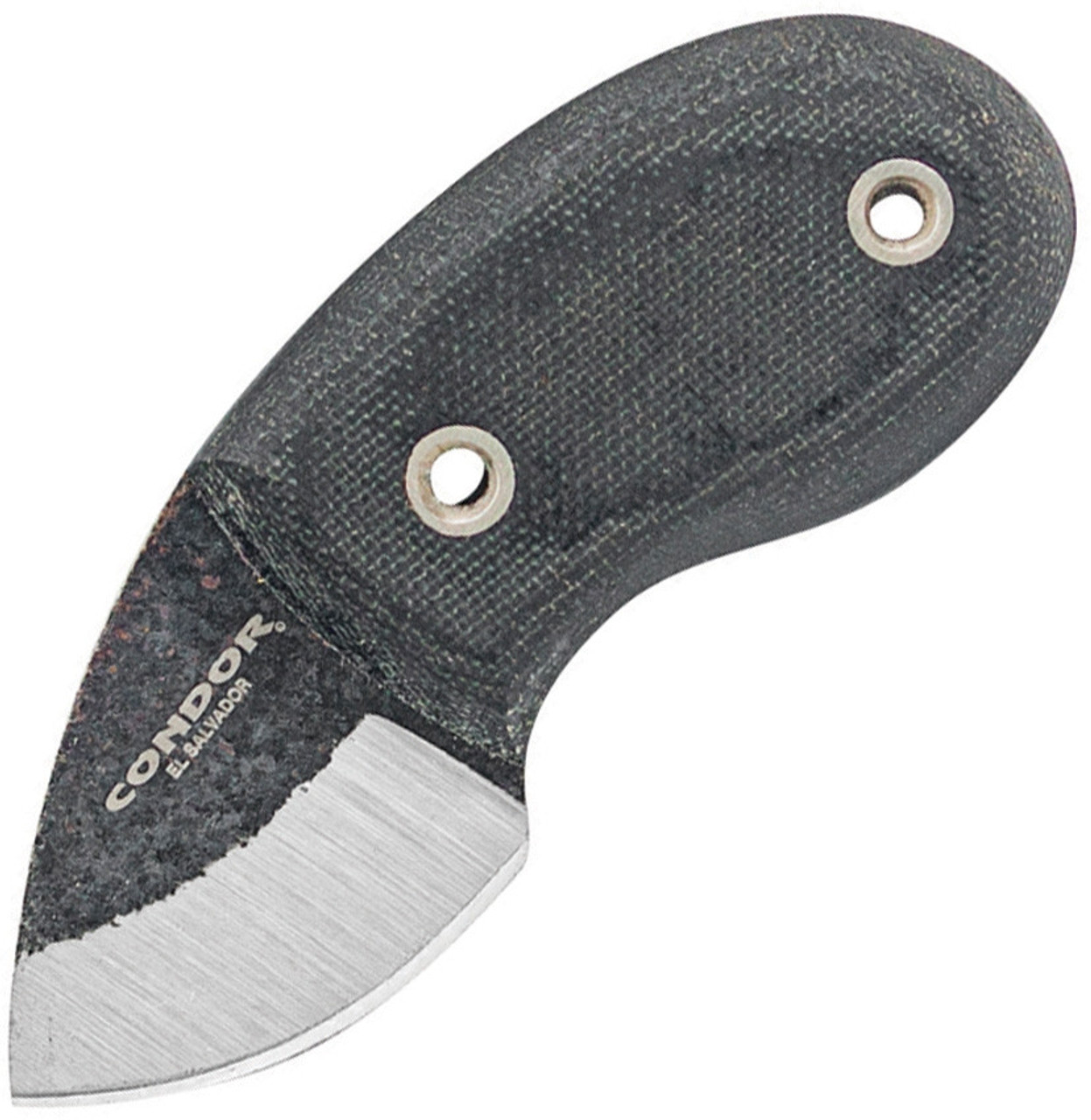 Condor Tortuga 80715HC, 1.43" 1075 Carbon Steel Plain Blade, Black Micarta Handles