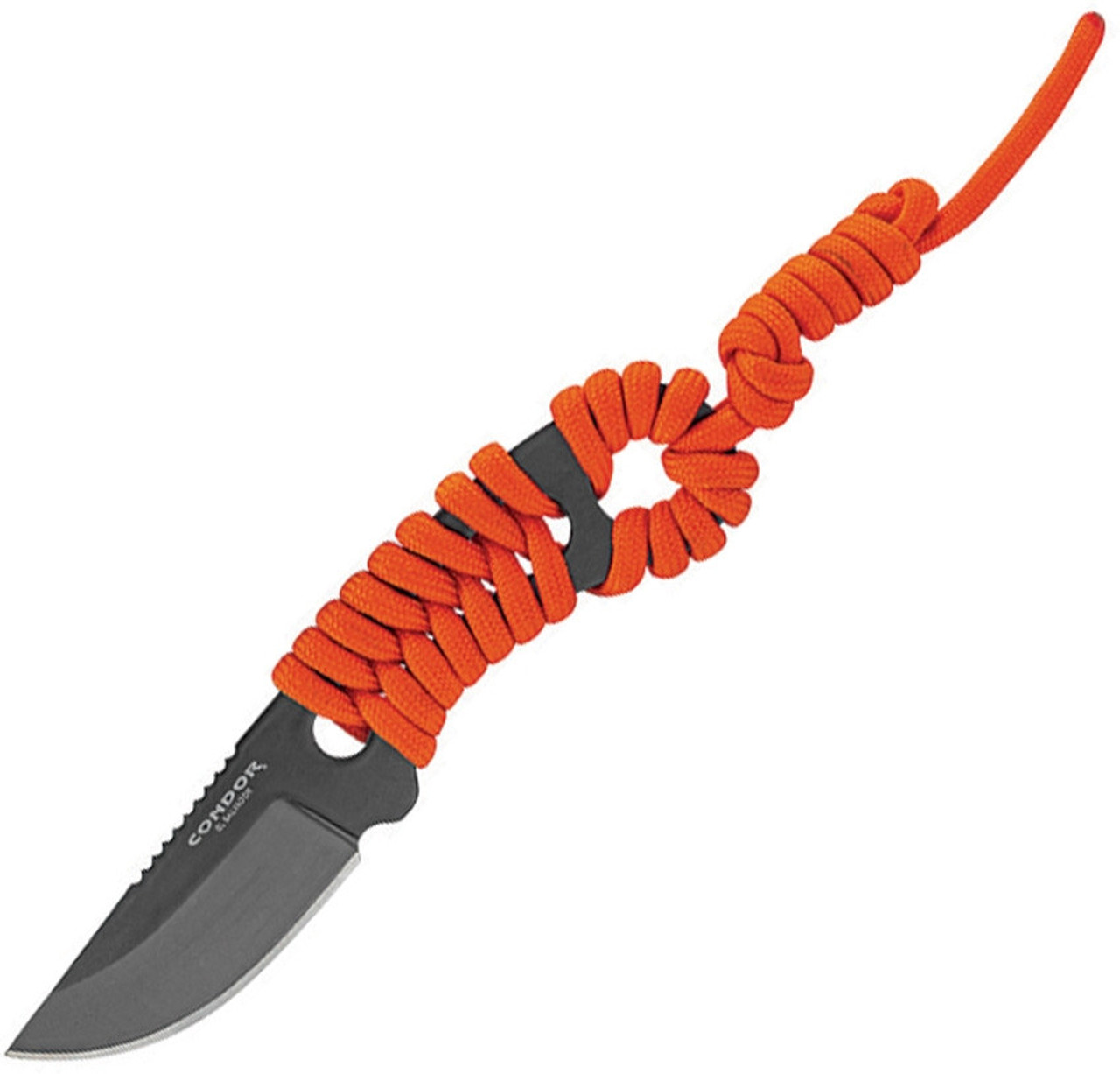 Condor Carlitos 80625HC, 2.51" 1075 Carbon Steel Black Cerakote Plain Blade, Orange Paracod Handles