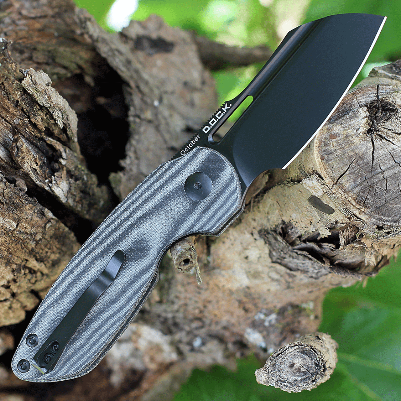 Kizer Cutlery October (KIV3569A1) 3" CPM-20CV Black Sheepsfoot Plain Blade, Black and Gray Micarta Handle