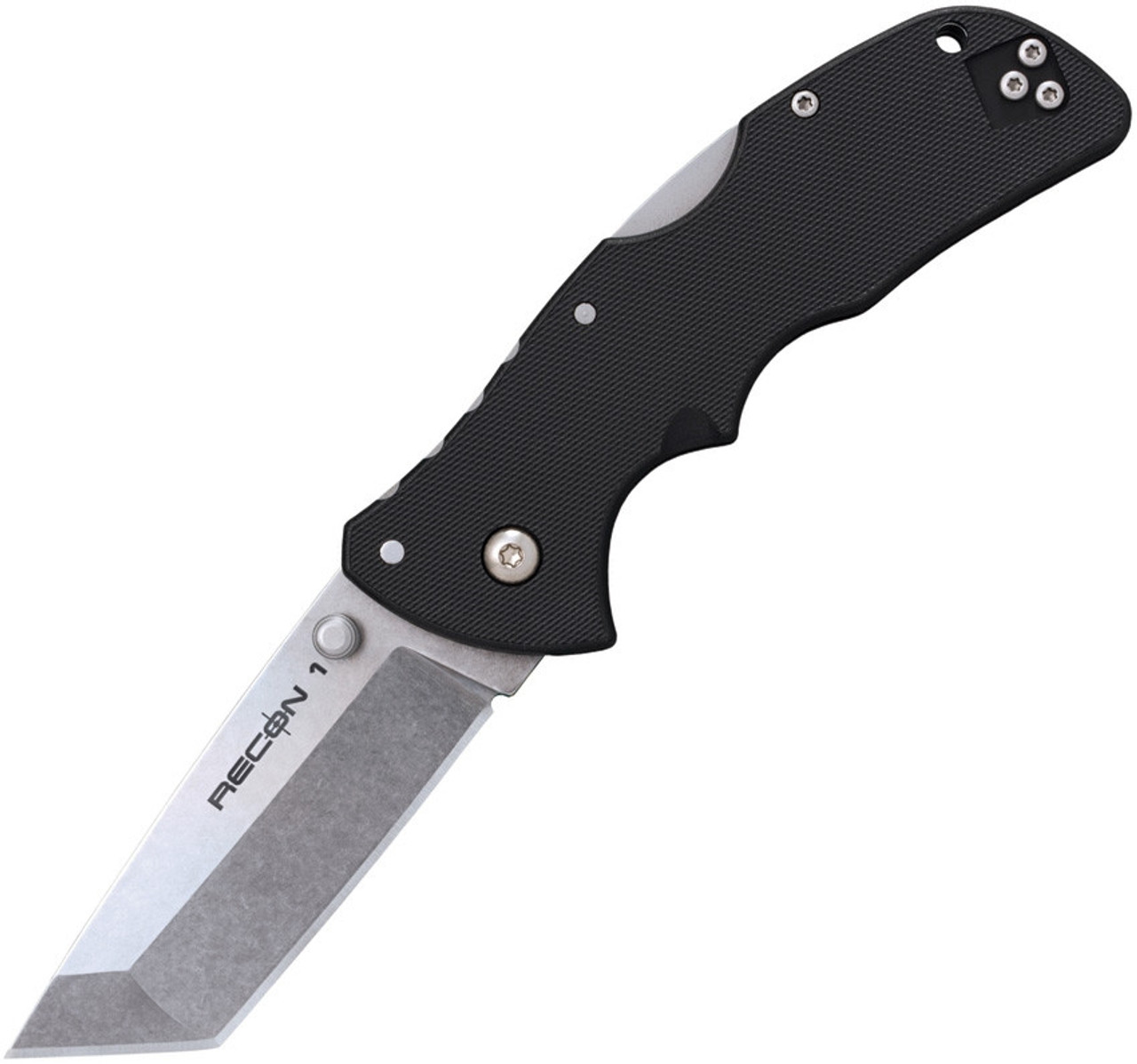 Cold Steel Mini Recon 1 27BAT, 3.0" AUS-10A Stonewashed Tanto Blade, Black GRN Handle