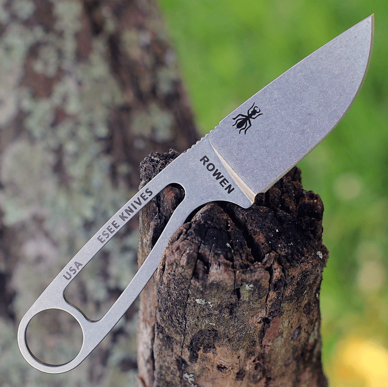 ESEE-Izula Fixed Blade Knife (IZULA-S35VN) 2.63" Stonewashed 1095 Drop Point Blade, Stonewashed Skeletonized Handle