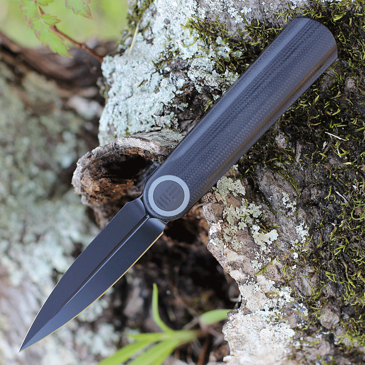 WE Knife Co. Eidolon 19074B-B, 2.87" CPM-20CV Black Stonewashed Dagger Blade, Black G-10 Integral Handles