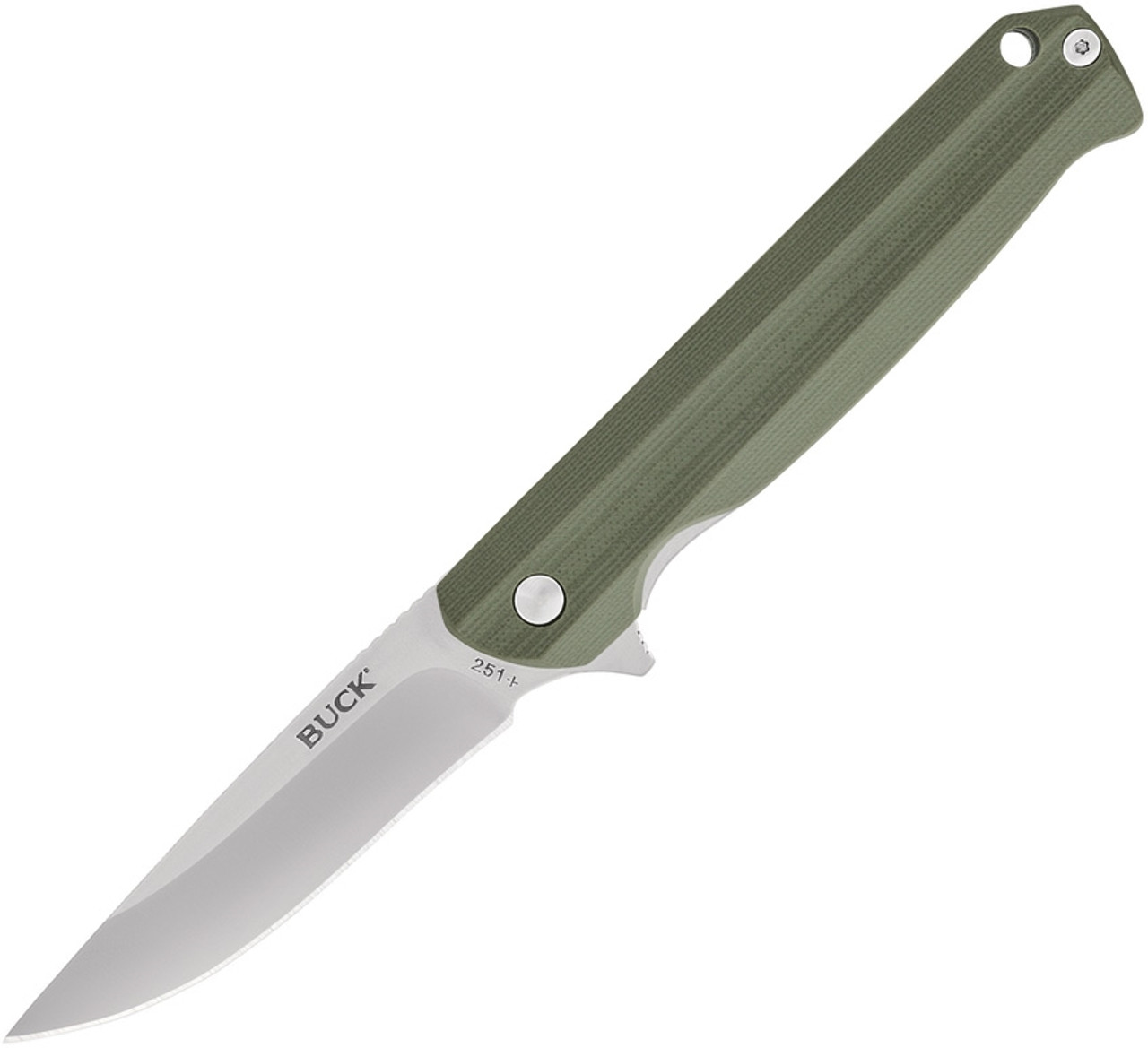 Buck Knives Langford (BU251GRS) 3.38" 7Cr17MoV Satin Drop Point Plain Blade, Green G-10 Handle