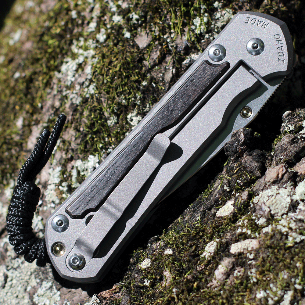 Chris Reeve Large Sebenza 31 Bog Oak Inlay, 3.61" CPM MagnaCut Stonewashed Drop Point Blade, Glass Blasted Handle (L31-1100)