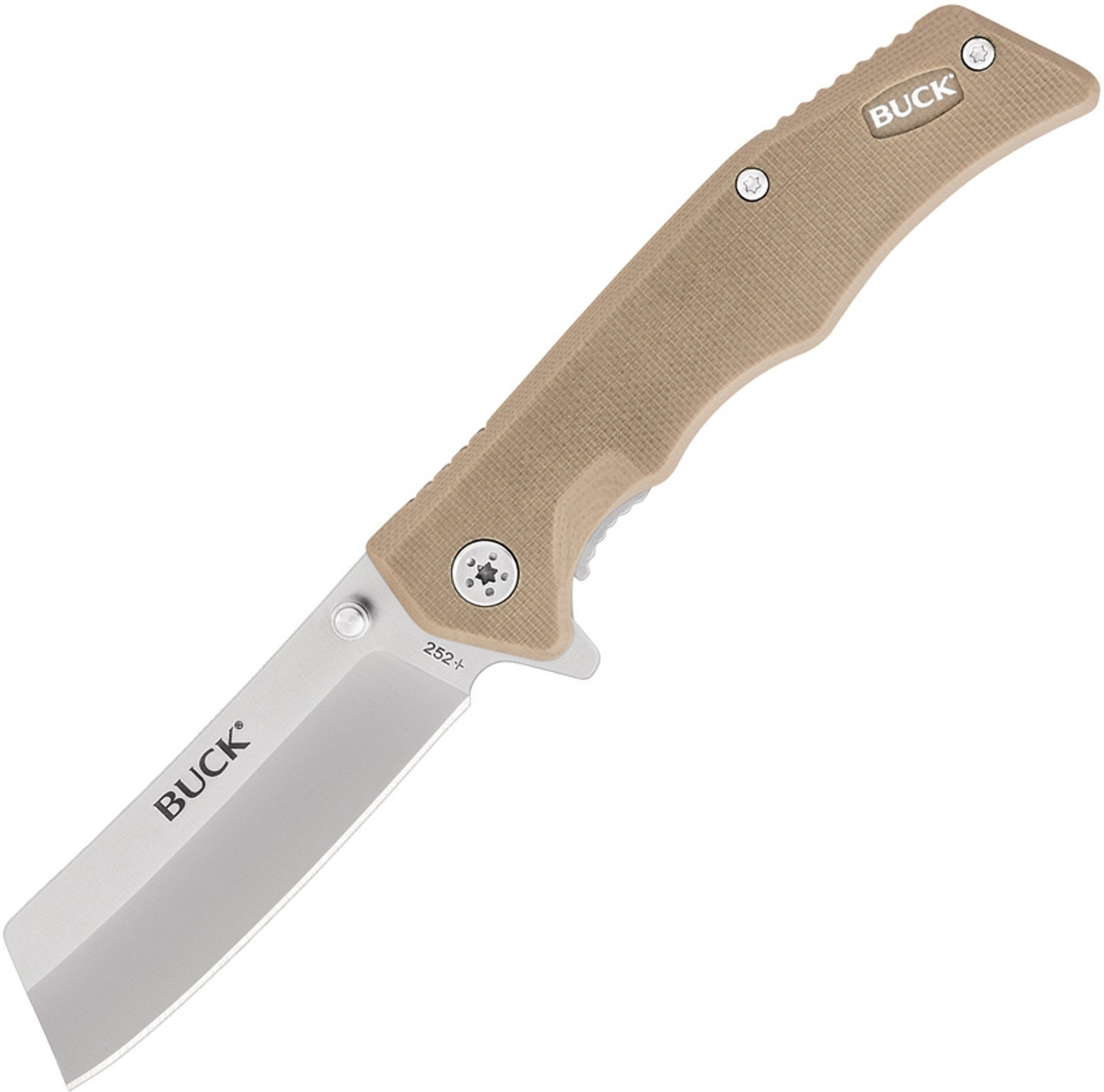 Buck Knives Trunk (BU252TNS) 2.875" 7Cr17MoV Satin Cleaver Plain Blade, Tan G-10 Handle