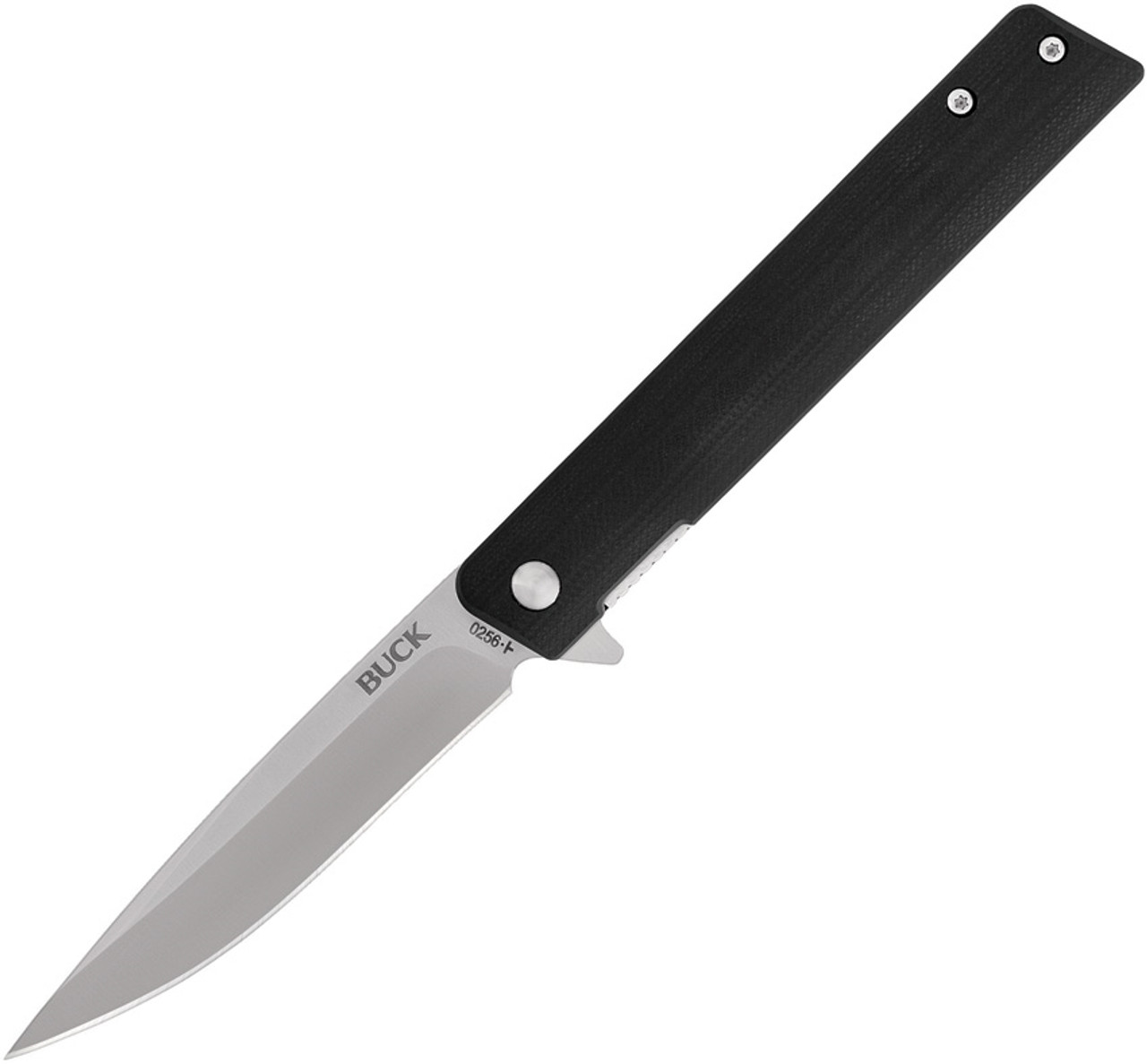 Buck Knives Decatur (BU256BKS) 3.5" 7Cr17MoV Satin Drop Point Plain Blade, Black G-10 Handle