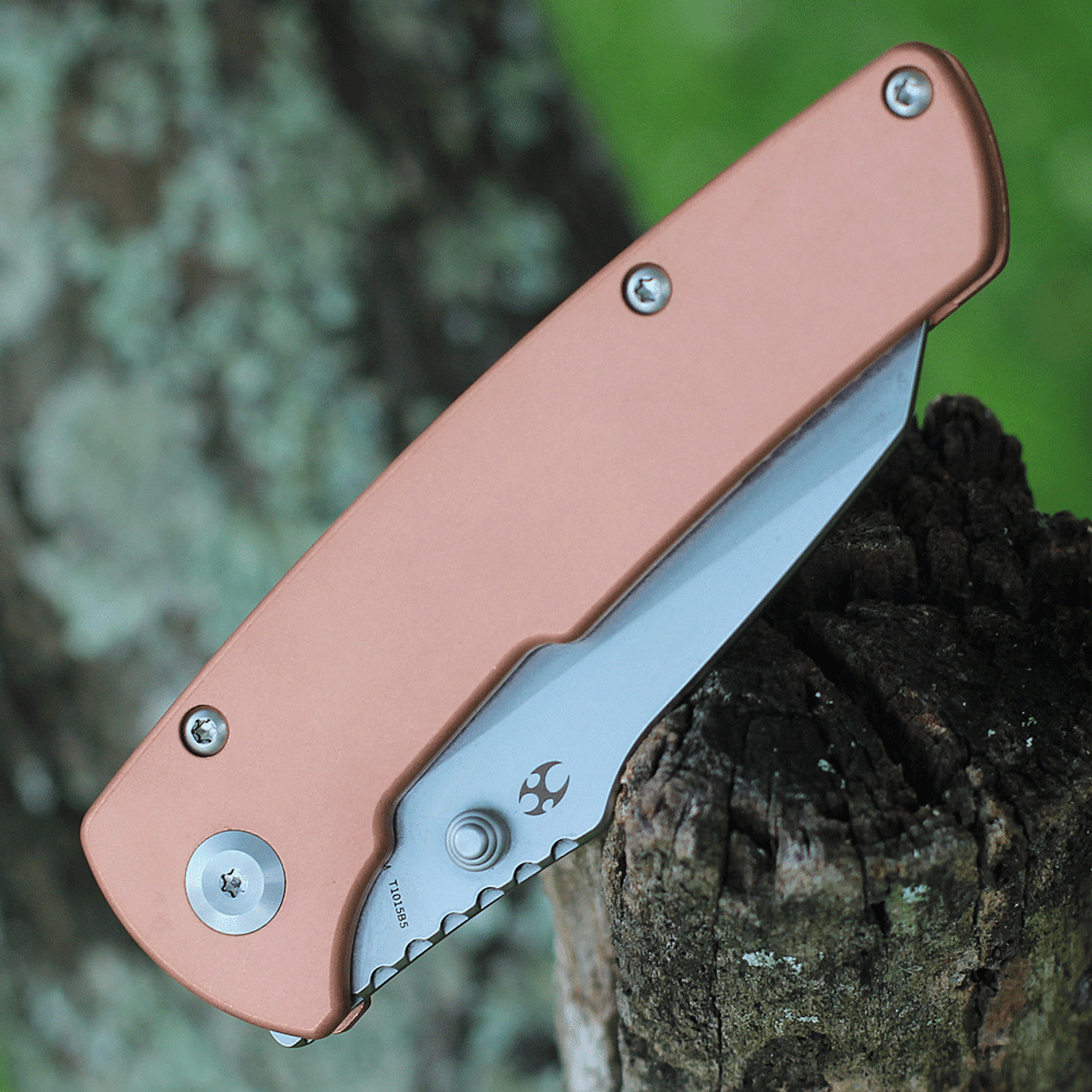 Kansept Knives Main Street KT1015B5, 3.41" 154CM Stonewashed Wharncliffe Blade, Copper Handle