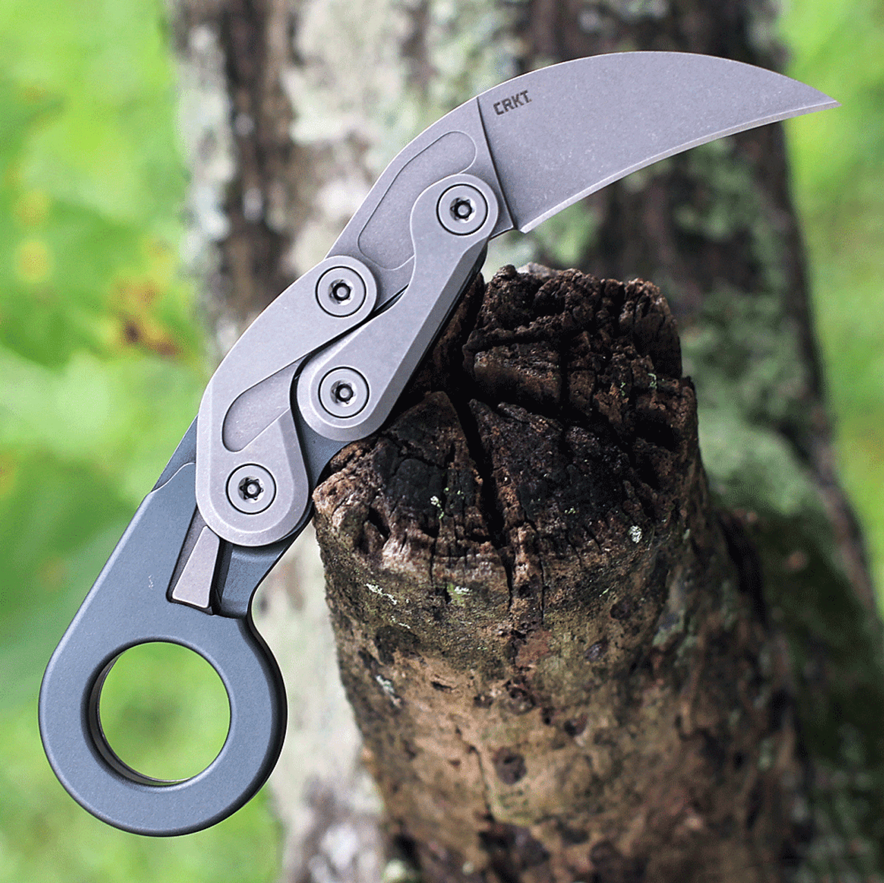 CRKT Compact Provoke Kinematic (CR4045) 2.26" D2 Stonewashed Karambit Plain Blade, Blackwashed Aluminum Handle with a Finger Ring