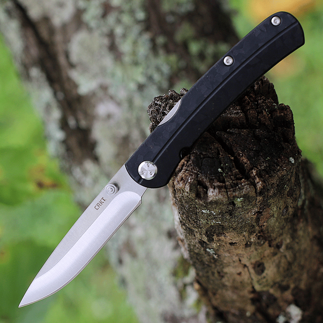 CRKT Kith (CR6433) 2.95" 8Cr13MoV Satin Drop Point Plain Blade, Black Glass Reinforced Nylon Handle