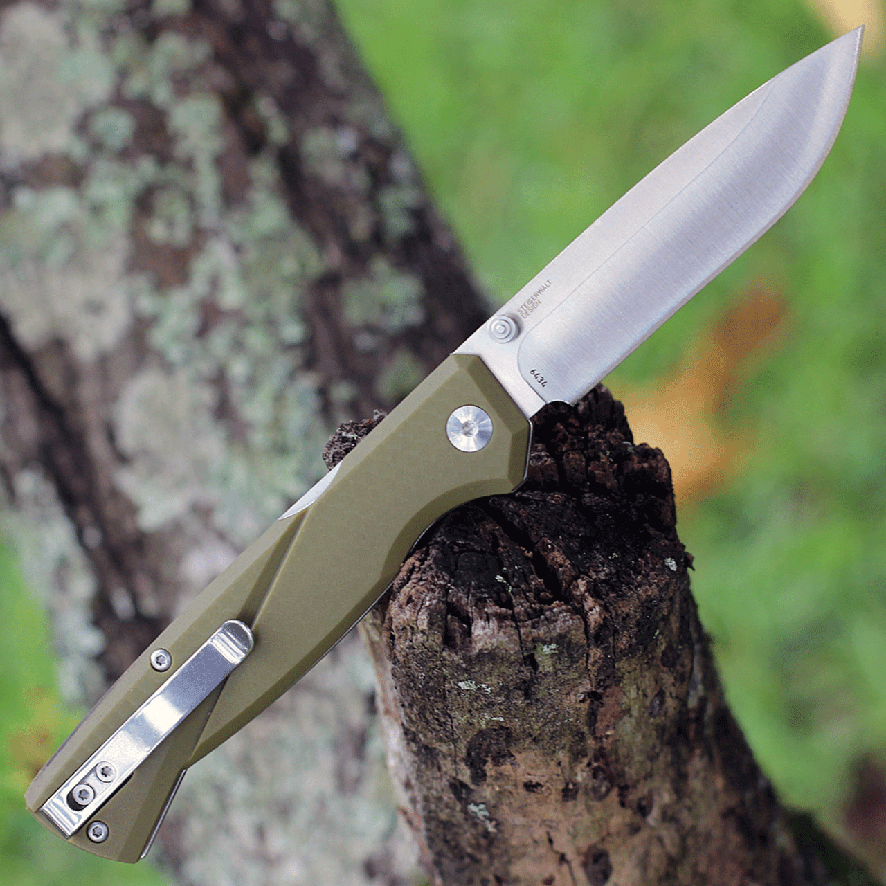 CRKT Kova (CR6434) 3.5" 8Cr13MoV Satin Drop Point Plain Blade, Green Glass Reinforced Nylon Handle