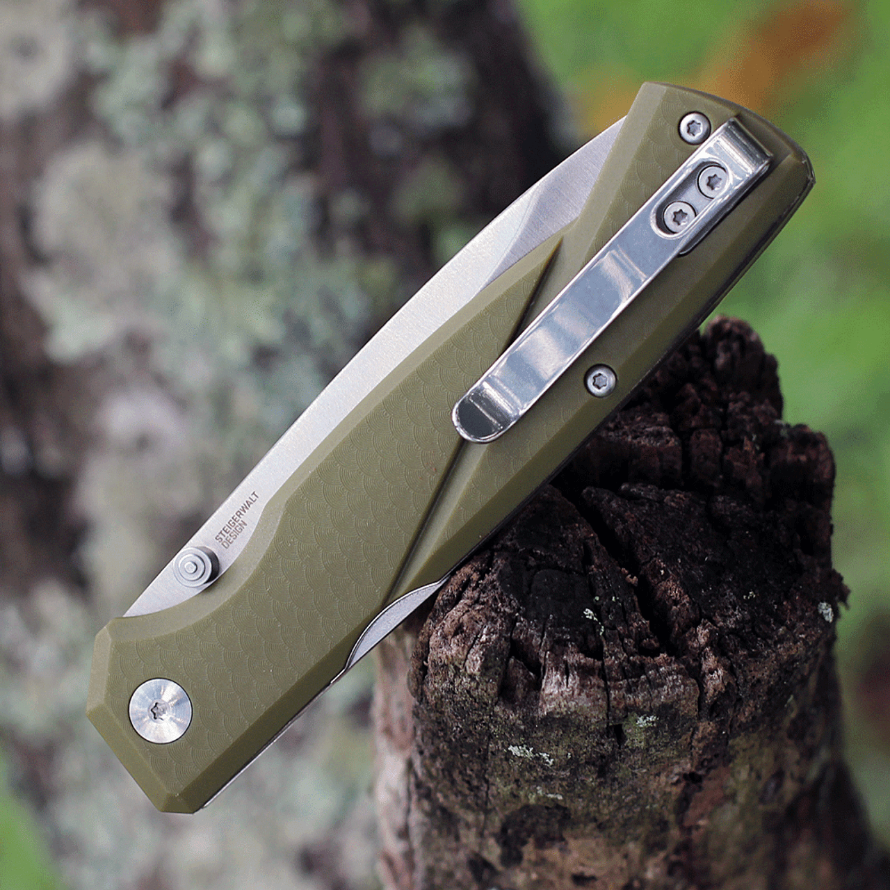 CRKT Kova (CR6434) 3.5" 8Cr13MoV Satin Drop Point Plain Blade, Green Glass Reinforced Nylon Handle