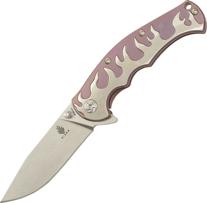 Kizer Knives KI4447, S35VN Stone Washed Blade, 6AL4V Titanium Framelock