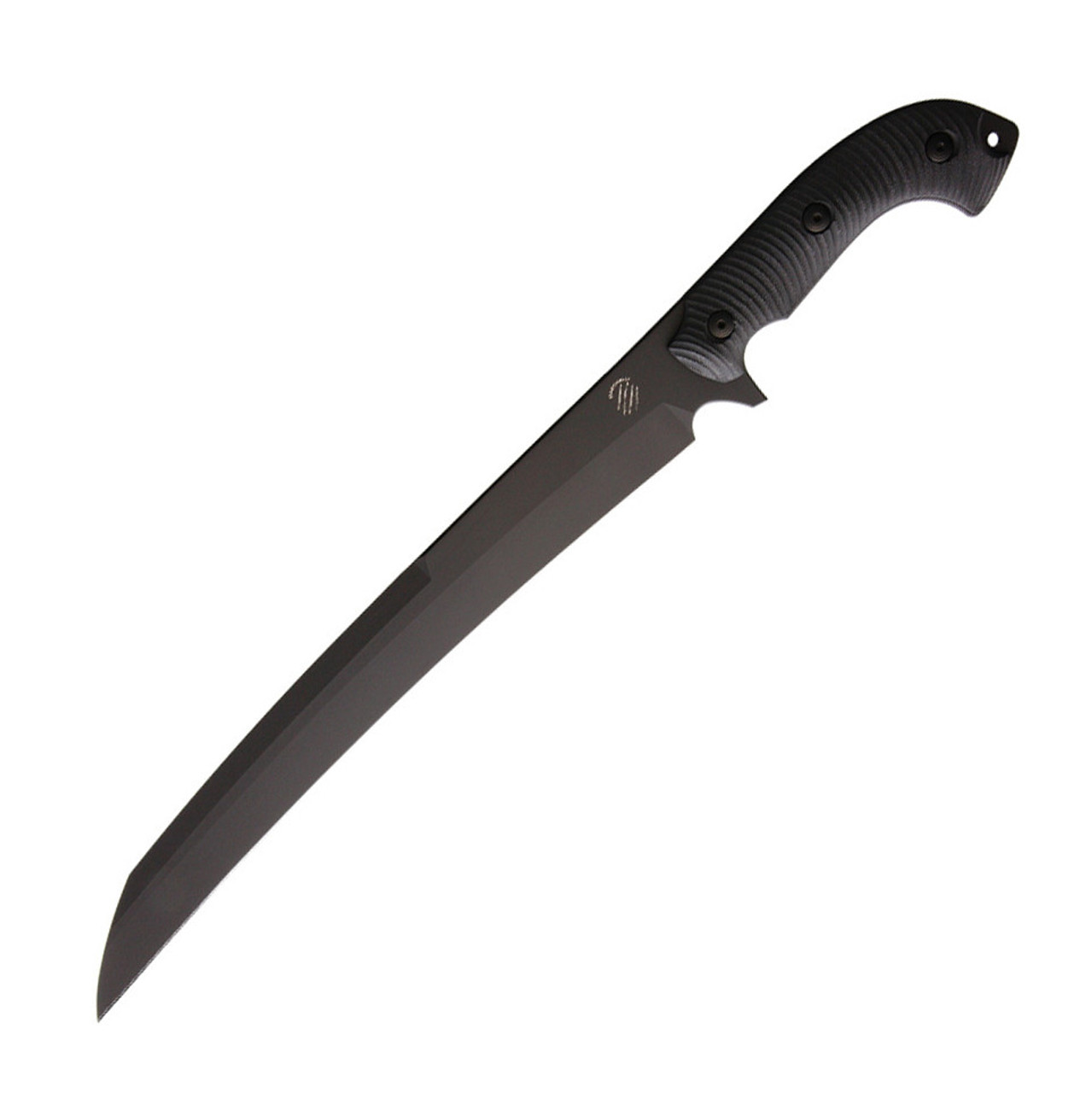 Bastinelli Creations Separateur BAS200, 13" 12C27 Sandvik Steel Black Cerakote Fixed Blade, Black Sculpted G-10 Handles, Black Leather Sheath