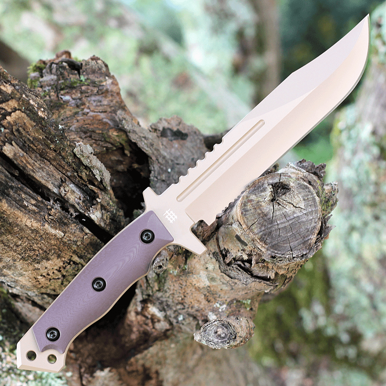 Halfbreed Blades Large Infantry (LIK-01-DE) 6.88" K110 D2 Dark Earth Patially Serrated Clip Point Blade, Dark Earth G-10 Handle, Dark Earth Kydex Sheath