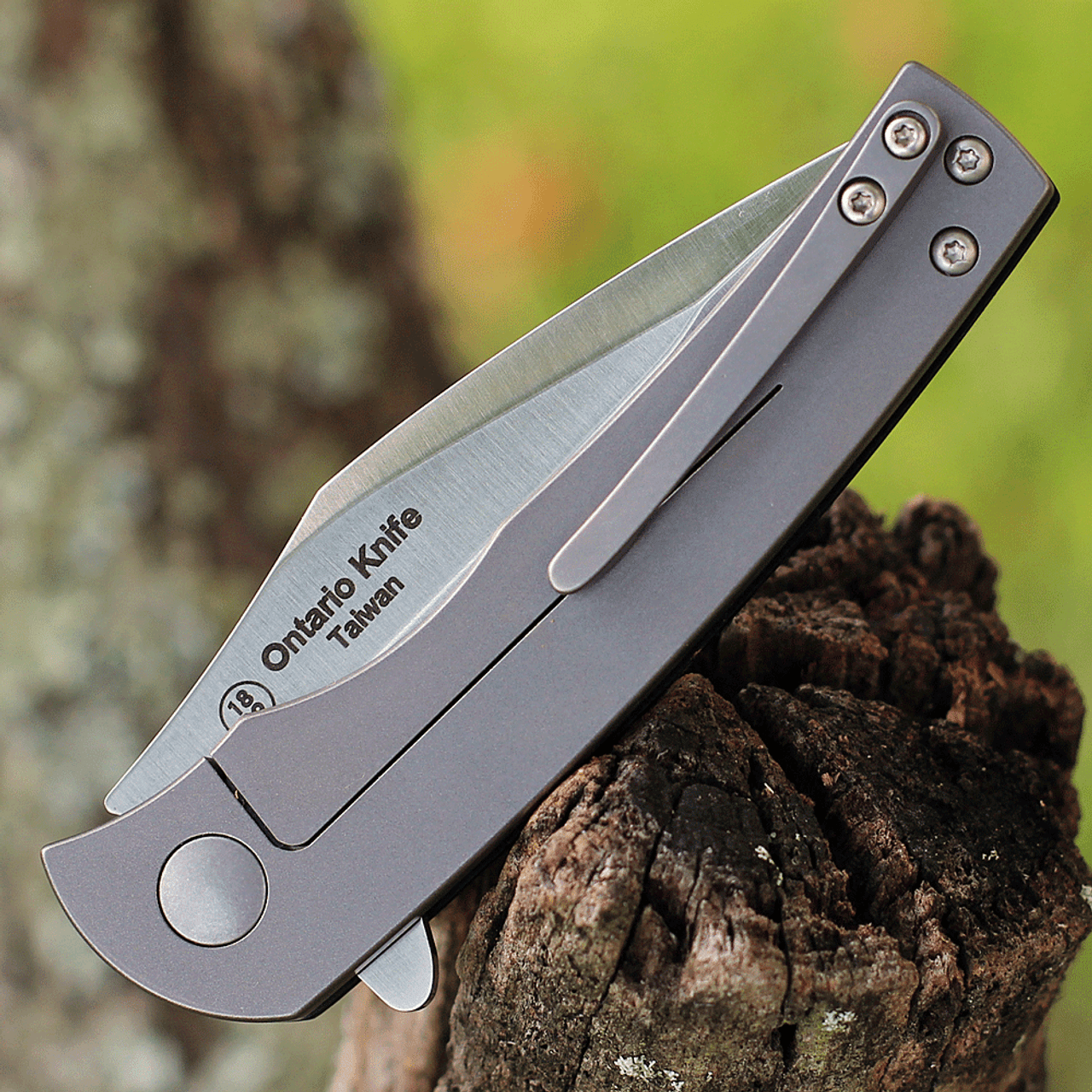 Ontario Carter Trinity ON8877, 3" AUS-8 Satin Blade, Black G-10 & Titanium Handles