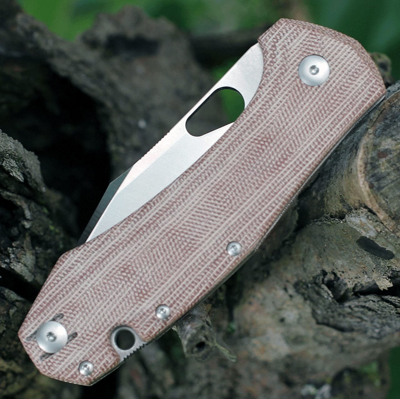 GiantMouse Ace Grand 3.31" Stonewashed Natural Micarta GRAND-NAT-MICARTA