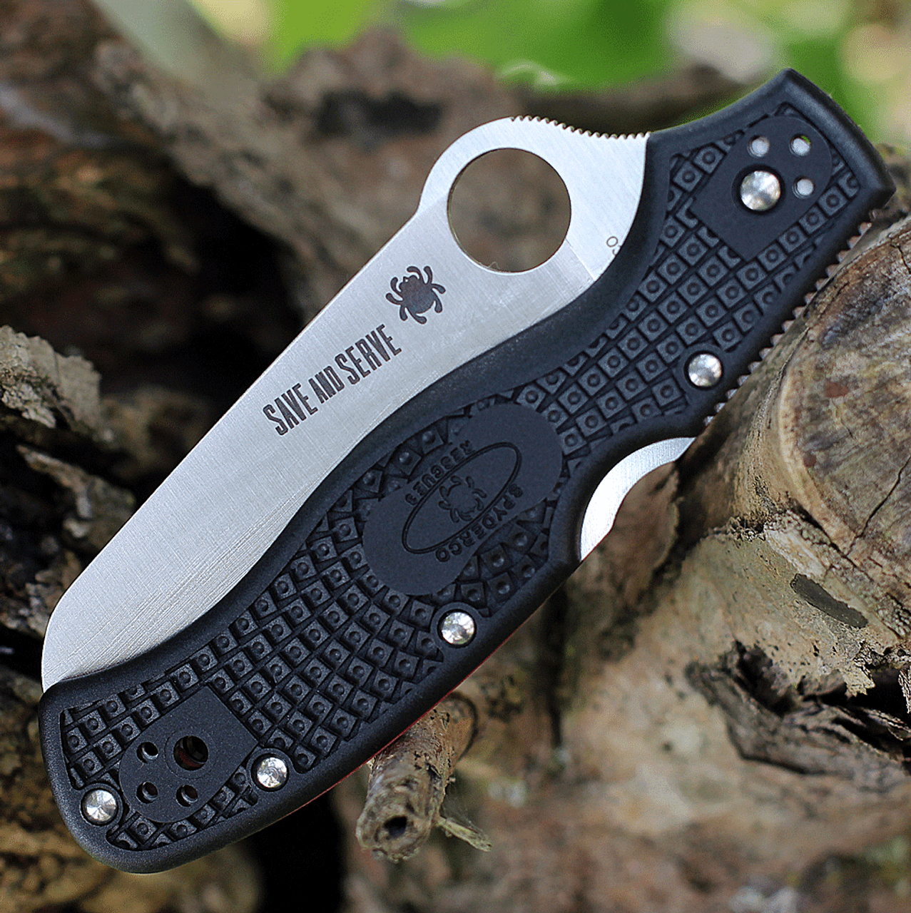 Spyderco Rescue Thin Red Line 3.57" Satin Black FRN C14FBKRD3