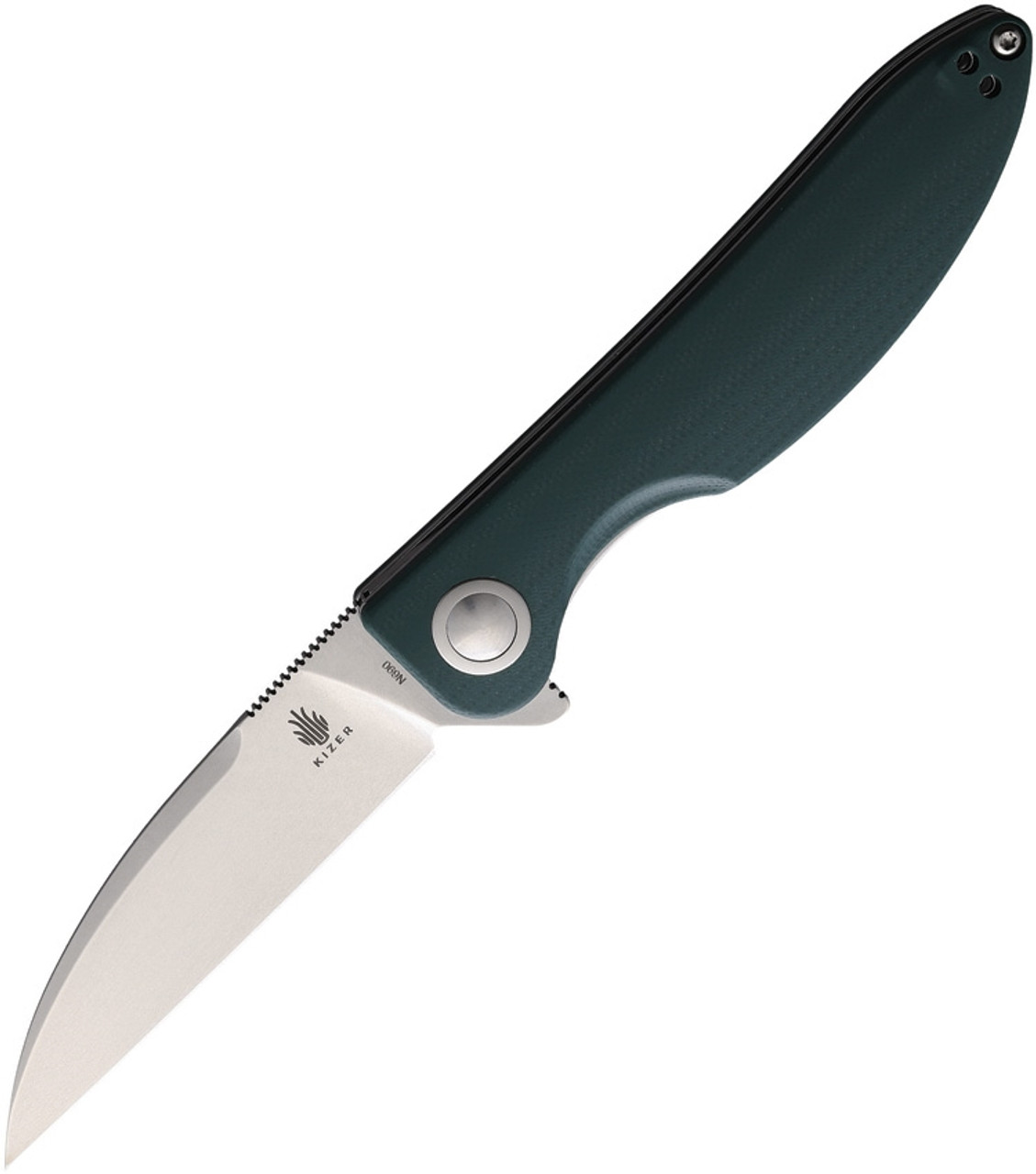 Kizer Cutlery Sway Back (KIV3566N5) 3" Bohler N690 Wharncliffe Plain Blade, Green G-10 Handle